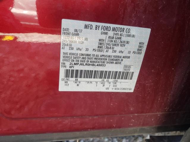2LMPJ6LR0HBL48853 Lincoln MKX