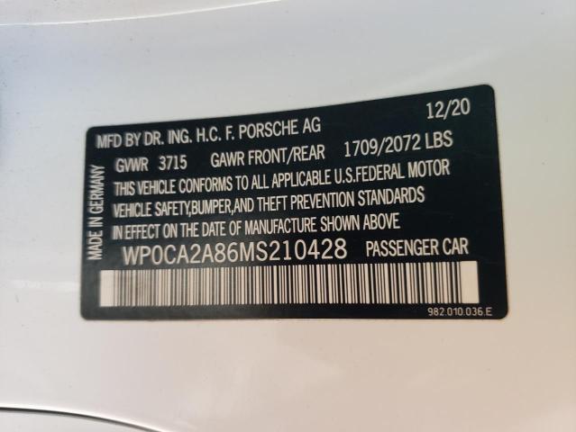 2021 PORSCHE BOXSTER BA WP0CA2A86MS210428