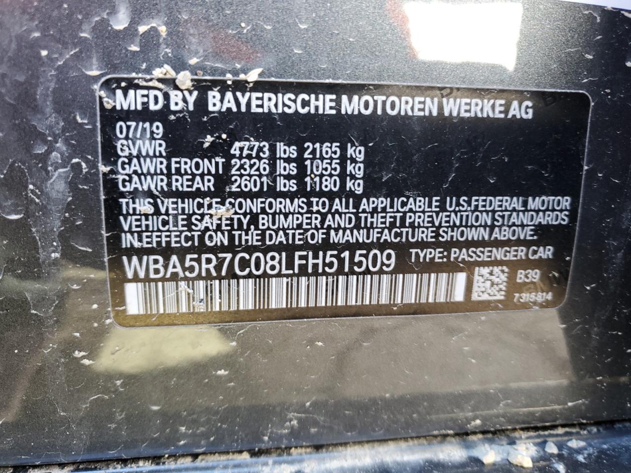 WBA5R7C08LFH51509 2020 BMW 330Xi