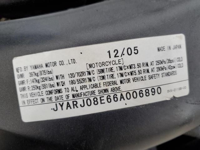 2006 YAMAHA FZ6 S JYARJ08E66A006890