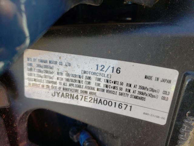 2017 YAMAHA XSR900 JYARN47E2HA001671