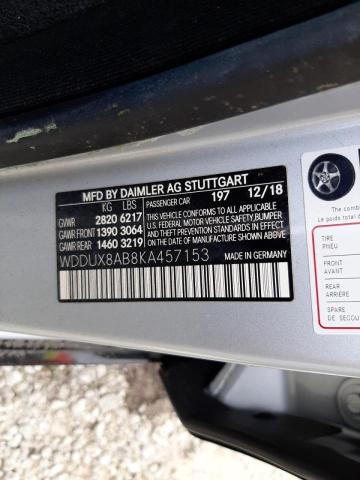 2019 MERCEDES-BENZ S MERCEDES WDDUX8AB8KA457153