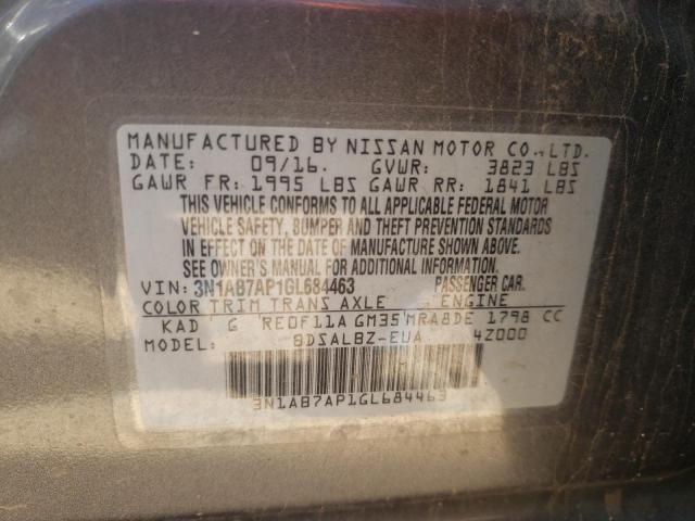 3N1AB7AP1GL684463 | 2016 NISSAN SENTRA S