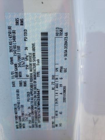 1FTEX1CB7MKE65647 Ford F150 Super Cab