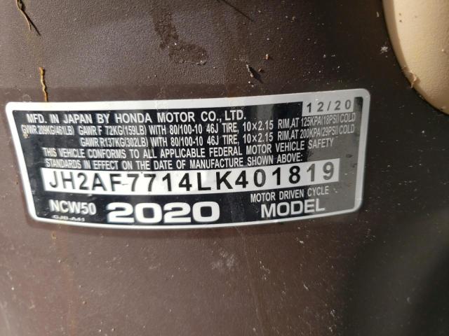 2020 HONDA NCW50 JH2AF7714LK401819
