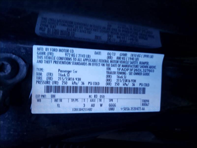 2013 FORD FOCUS SE 1FADP3F26DL327603