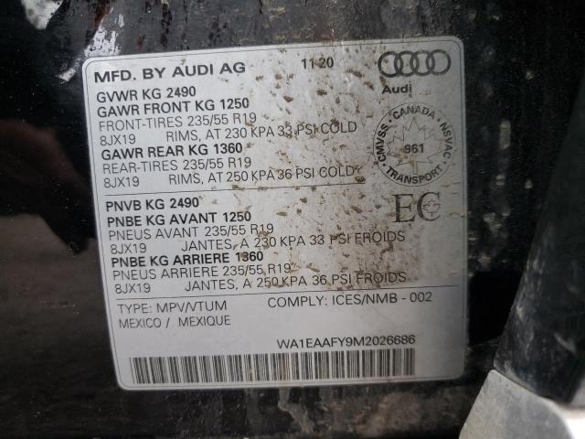 2021 AUDI Q5 PROGRES WA1EAAFY9M2026686