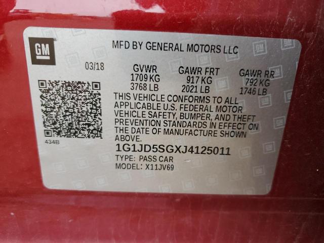 2018 CHEVROLET SONIC LT - 1G1JD5SGXJ4125011