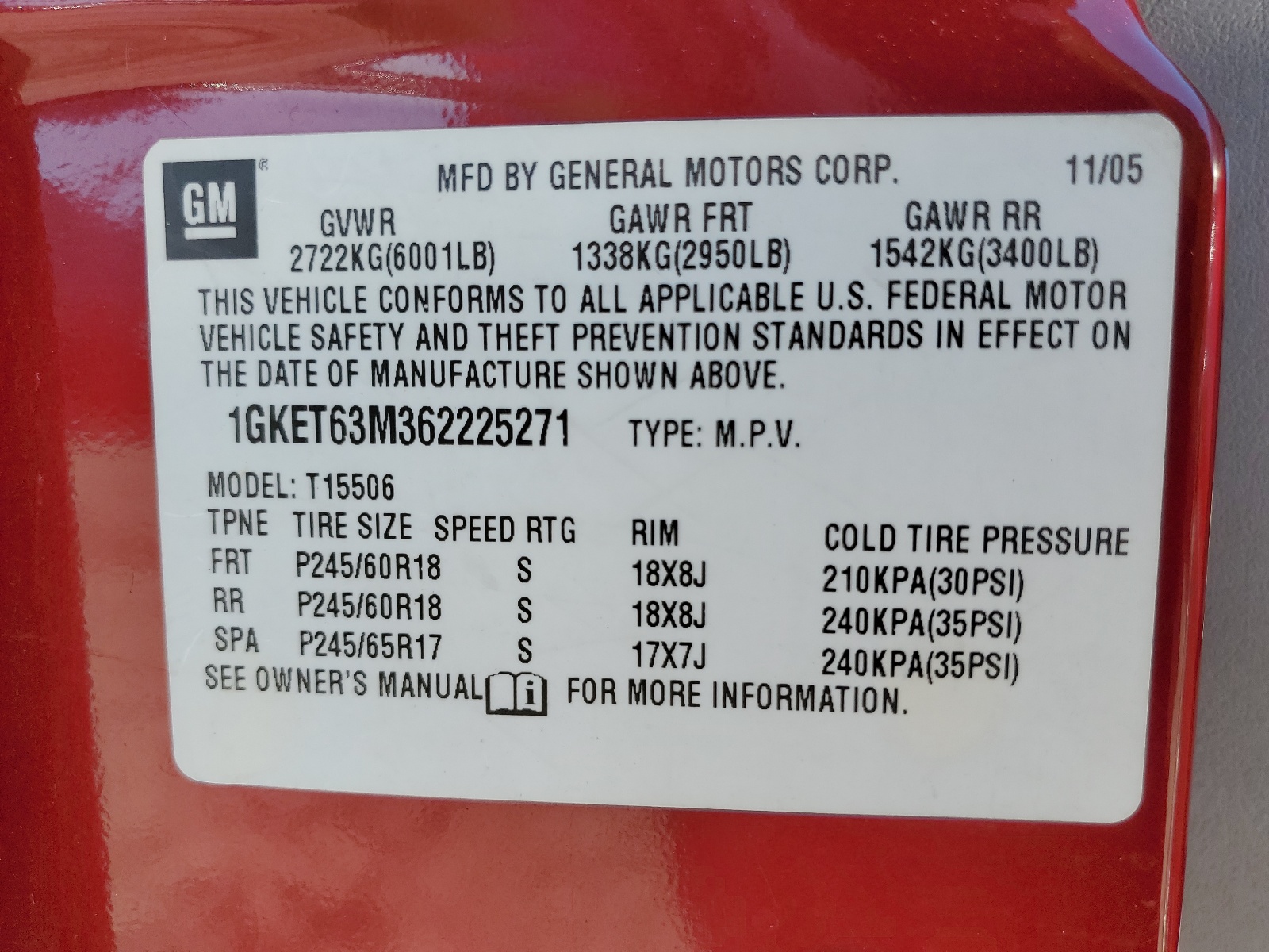 1GKET63M362225271 2006 GMC Envoy Denali