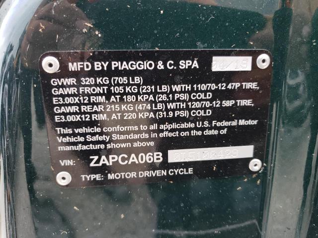 2020 PIAGGIO SCOOTER ZAPCA06B0L5100429