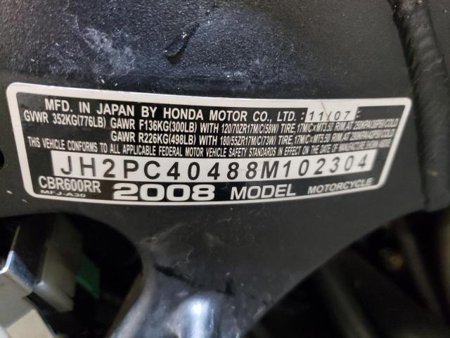 2008 HONDA CBR 600RR JH2PC40488M102304