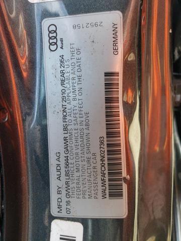 2017 AUDI S7 PREMIUM WAUWFAFCXHN027363