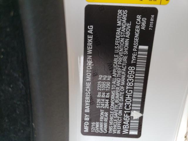 2017 BMW 640 I WBA6F1C30HGT83698