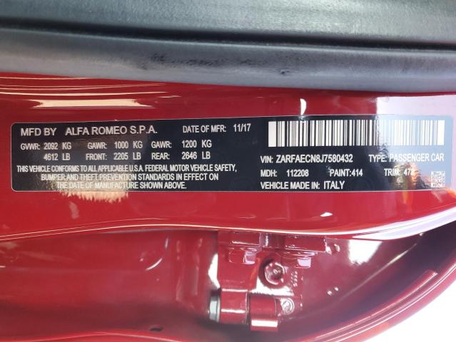 2018 ALFA ROMEO GIULIA TI - ZARFAECN8J7580432