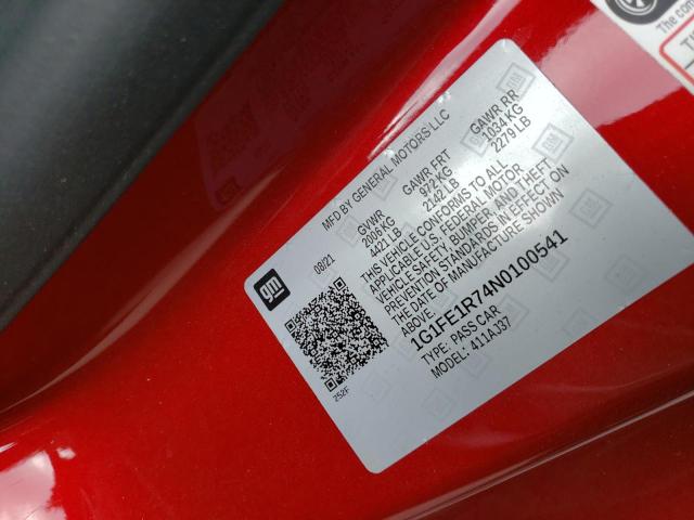 2022 CHEVROLET CAMARO LT1 1G1FE1R74N0100541