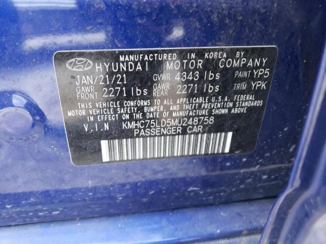 2021 HYUNDAI IONIQ SEL - KMHC75LD5MU248758