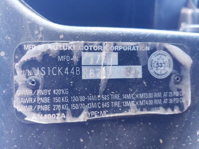 2011 SUZUKI AN400 A JS1CK44B1B2100054
