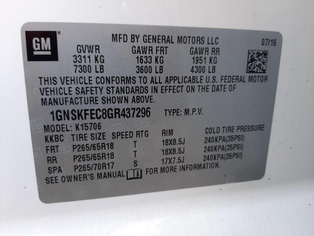 2016 CHEVROLET TAHOE SPEC 1GNSKFEC8GR437296