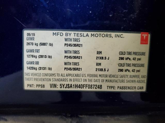 2015 TESLA MODEL S P8 5YJSA1H40FF087248