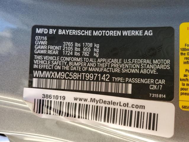 2017 MINI COOPER JOH WMWXM9C58HT997142