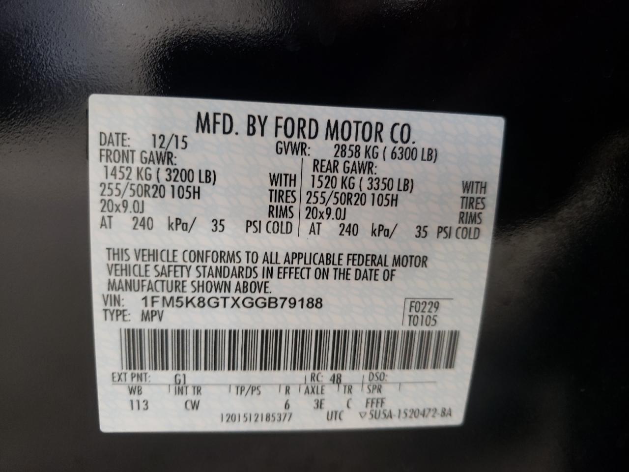 1FM5K8GTXGGB79188 2016 FORD EXPLORER - Image 10