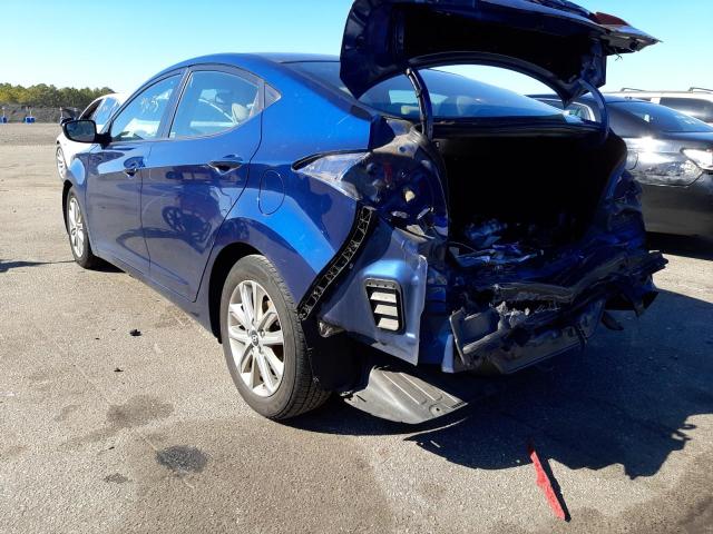 VIN: 5NPDH4AE8GH654351 Auction: COPART Lot: 63286472 Location: NY - LONG ISLAND 5NPDH4AE8GH654351 HYUNDAI ELANTRA 2016 BLUE Photo 3