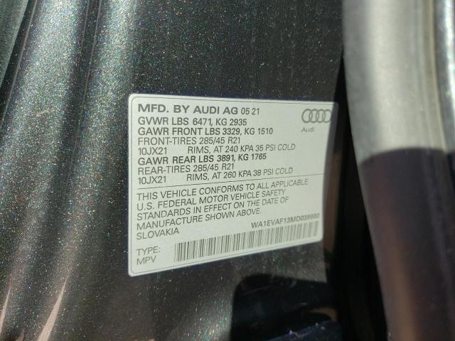 2021 AUDI Q8 PREMIUM WA1EVAF13MD039980