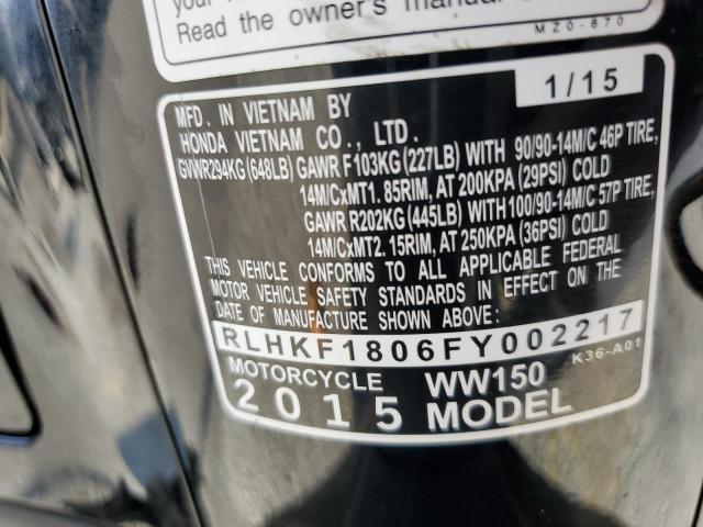 2015 HONDA PCX 150 RLHKF1806FY002217