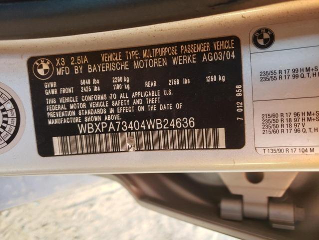 WBXPA73404WB24636 BMW X3 2.5I