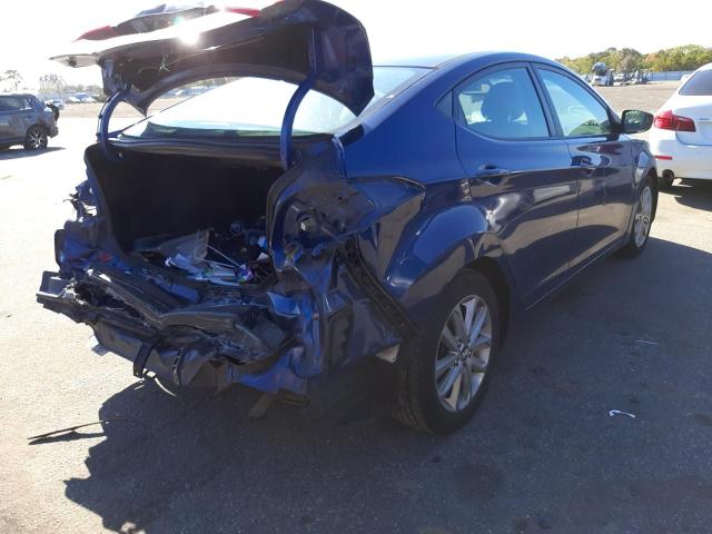 VIN: 5NPDH4AE8GH654351 Auction: COPART Lot: 63286472 Location: NY - LONG ISLAND 5NPDH4AE8GH654351 HYUNDAI ELANTRA 2016 BLUE Photo 4