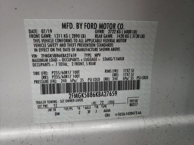 2019 FORD FLEX SE - 2FMGK5B86KBA27659