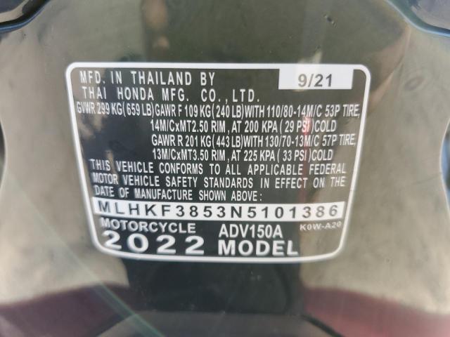 2022 HONDA ADV150 A MLHKF3853N5101386