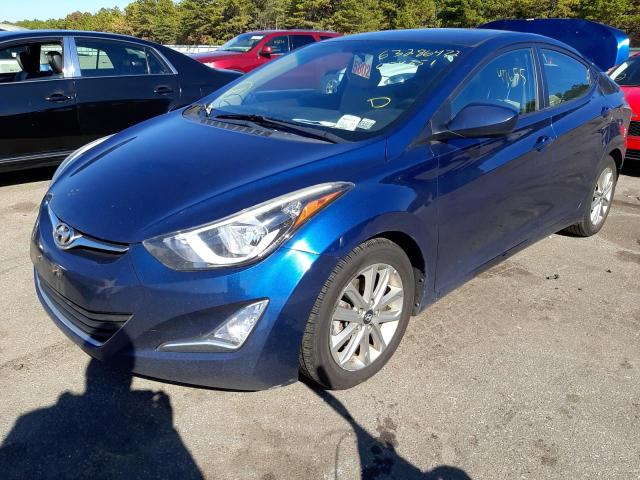 VIN: 5NPDH4AE8GH654351 Auction: COPART Lot: 63286472 Location: NY - LONG ISLAND 5NPDH4AE8GH654351 HYUNDAI ELANTRA 2016 BLUE Photo 2