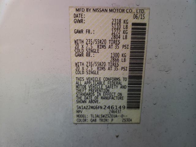 2015 NISSAN MURANO S/S 5N1AZ2MG6FN246149