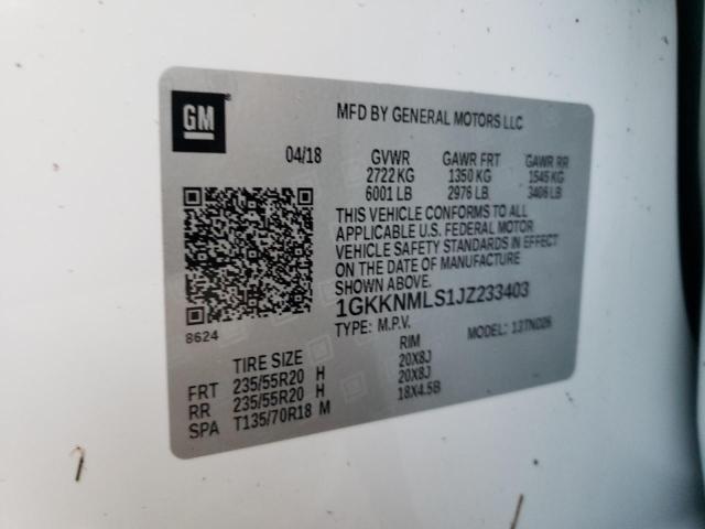 1GKKNMLS1JZ233403 GMC Acadia Slt-1