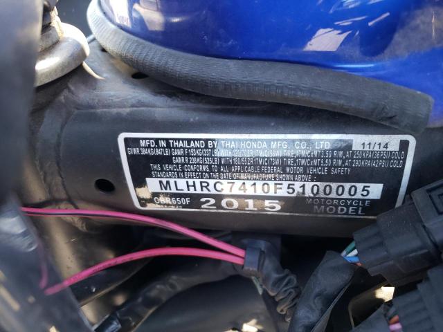 2015 HONDA CBR650 F MLHRC7410F5100005
