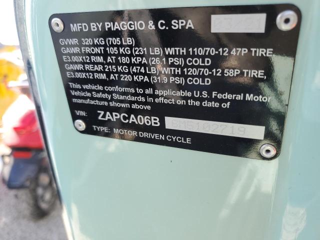 2021 VESPA SCOOTER ZAPCA06B6M5102719