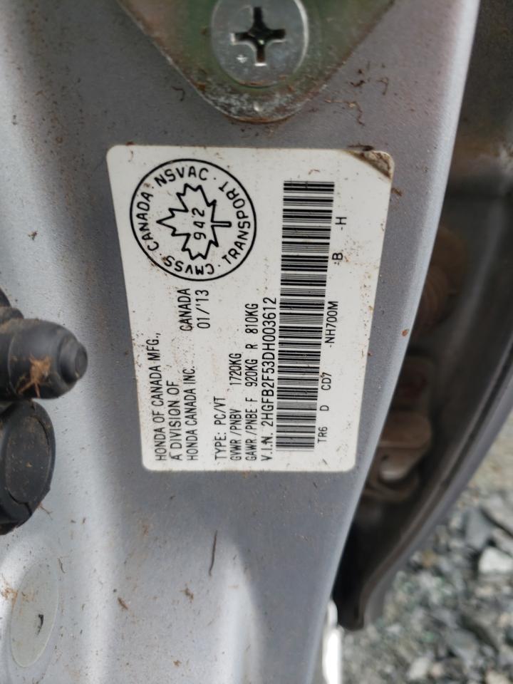 2013 Honda Civic Lx VIN: 2HGFB2F53DH003612 Lot: 64593722