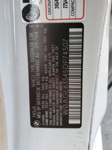WBAGL63545DP74507 BMW 745 I