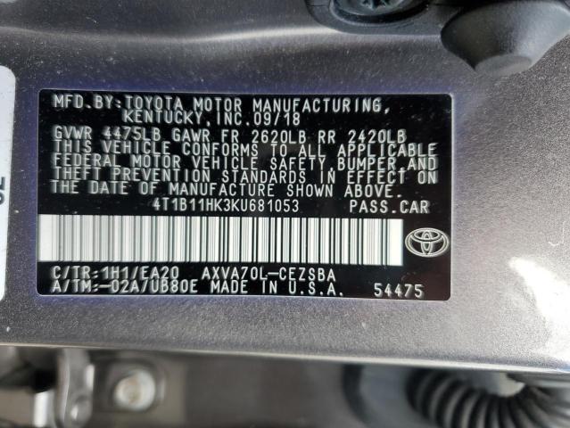 2019 TOYOTA CAMRY L - 4T1B11HK3KU681053