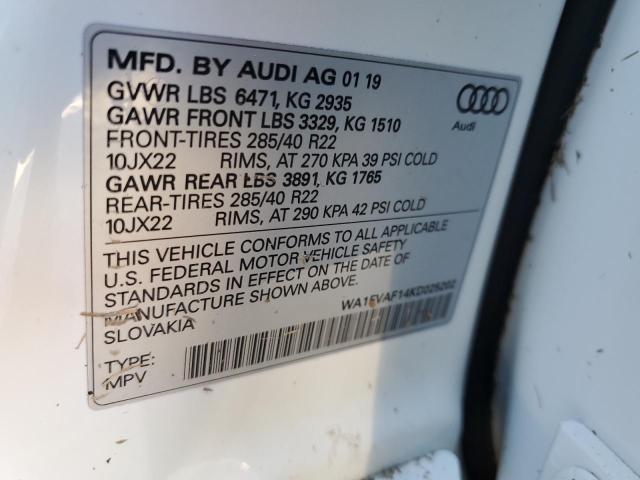 2019 AUDI Q8 PRESTIG WA1FVAF14KD025202