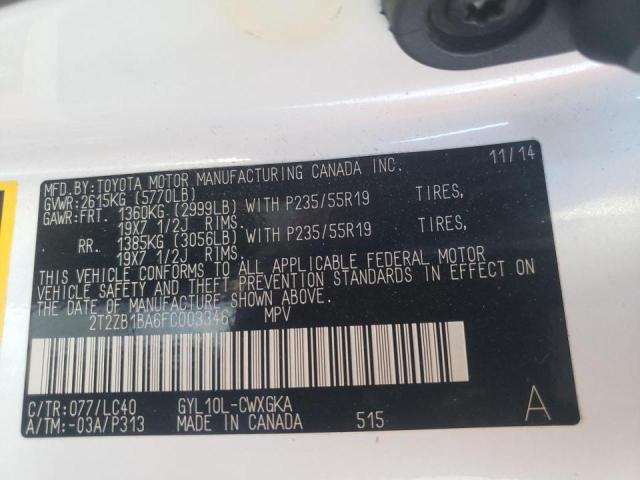 2015 LEXUS RX 450H 2T2ZB1BA6FC003346