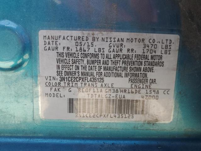 3N1CE2CPXFL435125 Nissan Versa Note S