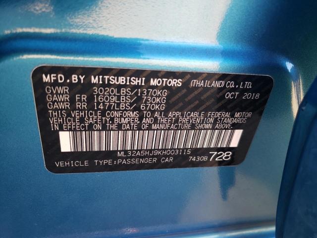 2019 MITSUBISHI MIRAGE LE ML32A5HJ9KH003115