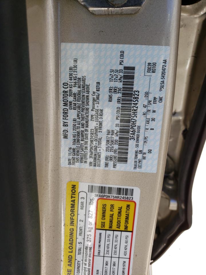 3FA6P0H75HR245823 FORD FUSION 2017