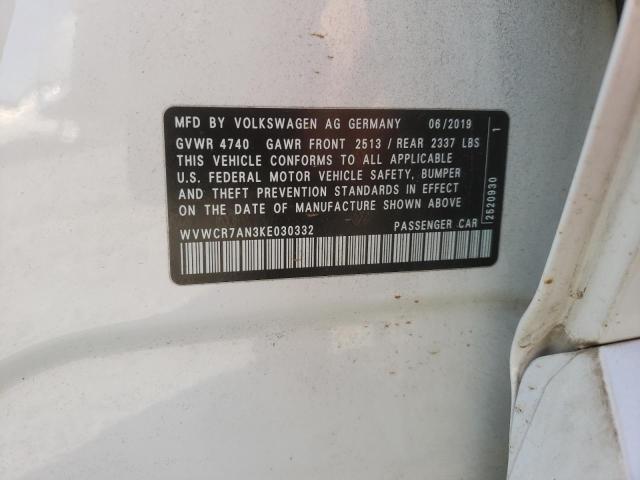 2019 VOLKSWAGEN ARTEON SEL WVWCR7AN3KE030332