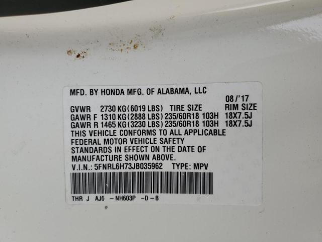 2018 HONDA ODDESEY 5FNRL6H73JB035962
