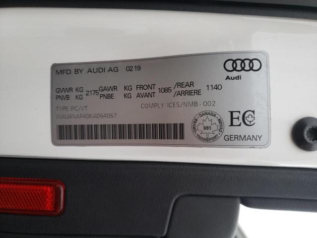 2019 AUDI A4 KOMFORT WAUANAF40KA054057