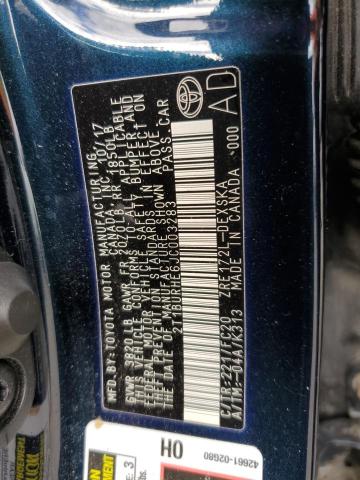 VIN: 2T1BURHE6JC003283 Auction: COPART Lot: 64697992 Location: RI - EXETER 2T1BURHE6JC003283 TOYOTA COROLLA 2018 BLUE Photo 10