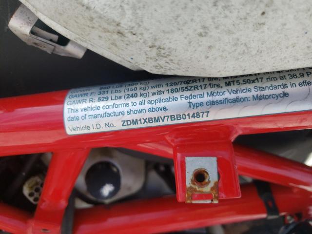 2011 DUCATI 848 ZDM1XBMV7BB014877